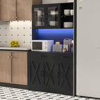 71" Kitchen Pantry Cabinet: Hutch Cabinet with Glass Doors, Pantry Cabinets with Drawers, Adjustable Shelves, LED Light & Power Outlets for Kitchen, Living Room, Dining Room (Black)