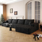 136" Sectional Couches for Living Room Modern Modular Sofa with L-Shape Couchs Upholstered Boneless Couch Deep Seat Sectional Couch with Chaise (Black, Right Facing Chaise+3Seaters)