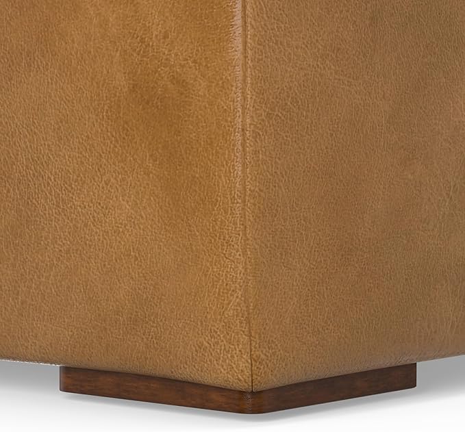 SIMPLIHOME Rex Left Corner Sectional Modular Sofa and Ottoman Set in Full-Grain Genuine Leather, Sienna, 116-inch-wide L-Shaped Leather Sofa and Matching 34-inch-Wide Table Ottoman for Living Room