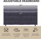 King Size Velvet Headboard Foldable Panels Backboard, Upholstered California King Head Board for Bedroom Adjustable Height from 42" to 56"-Grey