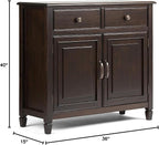 SIMPLIHOME Connaught SOLID WOOD 40 Inch Wide Traditional Entryway Storage Cabinet in Dark Chestnut Brown, For the Living Room, Entryway and Family Room