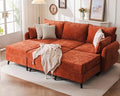 104'' Modular Sectional Sofa with All Seats Storage, Oversized Sleeper Sofa Bed for Living Room,3-Seater Comfy Cloud Couches with Movable Ottoman,Big Sectional for Bedroom,Velet,Orange