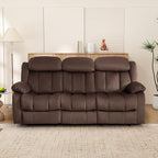 INZOY Manual Recliner Sofa with Padded Armrest, Wall-Hugger 3 Seat Reclining Love Seat Couches with Overstuffed Back, 3 Seater Reclining Chair for Living Room Theater Seating, Brown