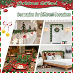 Christmas Garlands Norfolk Pine - Real Touch Pine Garlands - Garlands Christmas Decorations for Home Dining Table Mantel Porch Winter Christmas Decor(9ft)