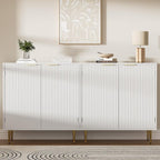 Buffet Sideboard Cabinet [Set of 2] with 4 Doors, Modern Cabinet with with Adjustable Shelf, Golden Handles & Legs, Coffee Bar Sideboard for Kitchen, Living Room, White