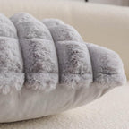 Neelvin Grey Faux Fur Cozy Soft Plaid Decorative Throw Pillow Covers 16x16 inch Set of 2,Velvet Pillowcase Cushion Case for Sofa Couch