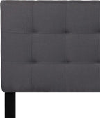 EMMA + OLIVER Quilted Tufted Queen Size Headboard in Dark Gray Fabric