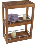 AquaTeak Patented Sula Rectangle Three Tier Teak & Stainless Bath Stand