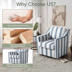UIXE Swivel Accent Chair, Stripe Fabric Upholstered Arm Chair for Living Room, Modern Club Armchair Comfy Single Sofa Bedroom Reading Seat with Lumbar Pillow - Navy Blue