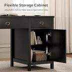 59" Executive Desk with File Drawers Cabinet, Modern Computer Desk with Charging Station, Keyboard Tray, Large Home Office Desk, Farmhouse Wood Desk for Study, Writing, Black