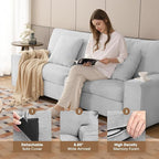 DOPEDIO Modern Loveseat Sofa for Living Room,Chenille Recliner, Removable Cover, Spring Cushions, Solid Wood Frame, Easy Assembly for Small Spaces (88.58inch，Light Gray)