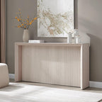 Henn&Hart 56'' Wooden Rectangular Fluted Console Table Entryway Table, Sofa Table for Entryway, Living Room, Couch, Hallway, or Office, Alder White