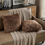 FUTEI Dark Brown Decorative Throw Pillow Covers 18x18 Inch Set of 2,Soft Cozy Faux Fine Wool Textured Cushion Case,Modern Home Luxury Decor for Couch Bed Living Room