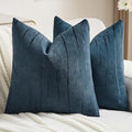 FUTEI Navy Blue Chenille Decorative Throw Pillow Covers 16x16 Inch Set of 2,Soft Embossed Striped Textured Cushion Case,Modern Home Decor for Couch Bed Living Room