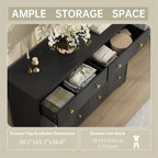 Black Dresser for Bedroom, 8 Drawer Dresser with Large Drawers, 55 Inch Wide Wood Chest for Living Room, Hallway