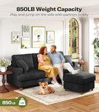 87in Corduroy Couch, Kidirect Sofa No Tool Assembly, Comfy Couches for Living Room 21in Deeper Seats, Corduroy Sofas for Living Room with 2 Pillows, Oversized Loveseat Sofa, Boho Love Seat Black Couch