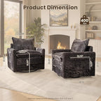 Swivel Accent Chair Set of 2, Modern Sofa Chairs for Living Room, Plush Upholstered Cloud Chair with Double Layer Thick Cushions, Bedroom Reading Nook Armchair, Gray