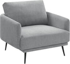 Oversized Accent Chair for Living Room Chairs Reading Arm Chair Comfy Modern Single Sofa Side Chairs with Metal Legs & Soft Cushion for Bedroom, Waiting Room (Polyster Light Grey, Set of 1)