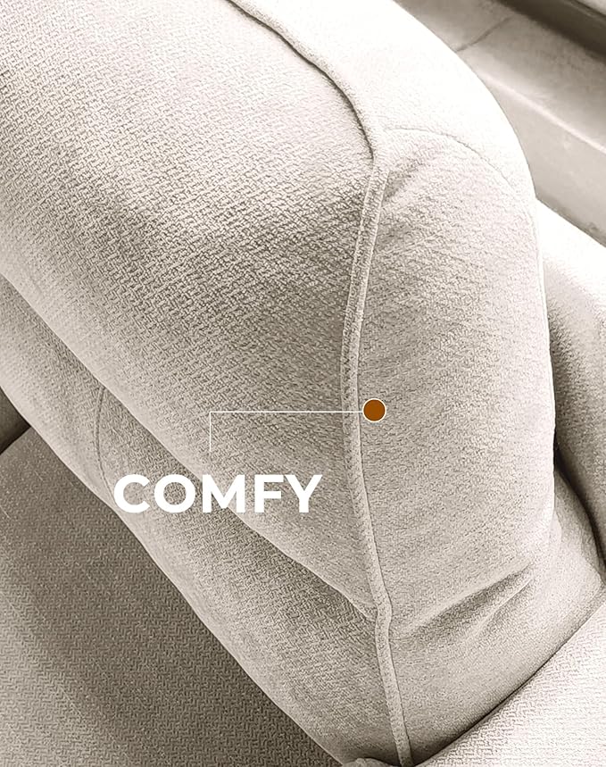 88.97" Modern Couches for Living Room, Deep Seat Sofa with 8”Cushion, Comfy 2-Seater Chenille Loveseat Sofa with Convertible Armrest, Removable Sofa Cover, High Leg (Beige)