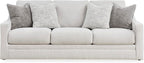 Signature Design by Ashley Maitelynn Contemporary Sofa with Accent Pillows, Reversible Cushions and Sloped Arms, Light Gray