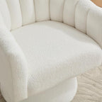 Swivel Accent Chair Set of 2, Upholstered Teddy 360° Swivel Barrel Chair for Living Room Overstuffed Bouncle Reading Chair Round Armchair for Bedroom,Vanity,Office-White