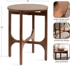 Kate and Laurel Kroscove Modern Geometric Mango Wood Round Side Table, 18 x 18 x 24, Walnut Brown, Transitional Wood End Table for Use as Bedroom Nightstand or Living Room Decor Piece