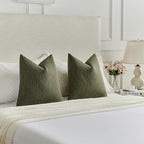 FUTEI Moss Green Chenille Decorative Throw Pillow Covers 24x24 Inch Set of 2,Soft Cozy Faux Linen Textured European Pillow Shams,Farmhouse Home Decor for Couch Living Room