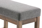 SIMPLIHOME Milltown 27 inch Wide Contemporary Rectangle Footstool Ottoman Bench in Grey Linen Look Fabric, Assembled, for the Living Room and Bedroom