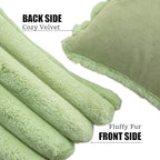 Neelvin Green Faux Fur Cozy Soft Striped Decorative Throw Pillow Covers 22x22 inch Set of 2,Velvet Pillowcase Cushion Case for Sofa Couch
