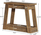 Tribesigns Wood End Table Set of 2, Small Side Table with 2 Storage Shelves, Rustic Accent Narrow Nightstand for Living Room, Bedroom (2)