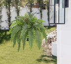 Artificial Fern Hanging Basket Plant 25" Boston Ferns 31 Leaves Greenery Plants with Rattan Pot for Outdoors & Indoor Fake Fern Bush Plant in Pot for Patio Entrance Porch Garden Decor Dusty Green