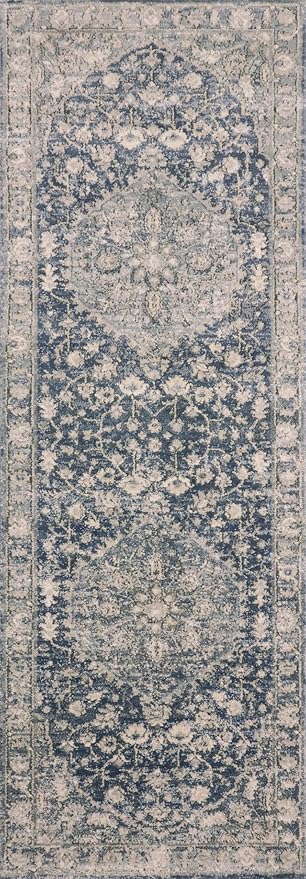 Loloi Teagan Collection TEA-01 Denim/Mist 2'-8" x 4' Accent Rug, Large, Soft Neutral Rug, High-Traffic for Living Room, Bedroom, Home Office, Dining Area