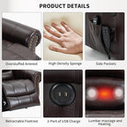 Recliner Chairs for Adults, Oversized Bedroom Chair with Massage, Sofa Chair Home Theater Seating with Lumbar Support, Lift Chair for Elderly, Nursery Chair for Living Room (Breathable Leather)