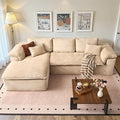 113 in Oversized Cloud Sofa with L Shape Chaise, Sectional Couches for Living Room, Assembly Free Modular Comfy Corduroy Sofa with Left Facing Chaise Longue for Home Apartment (Left Chaise, Beige)