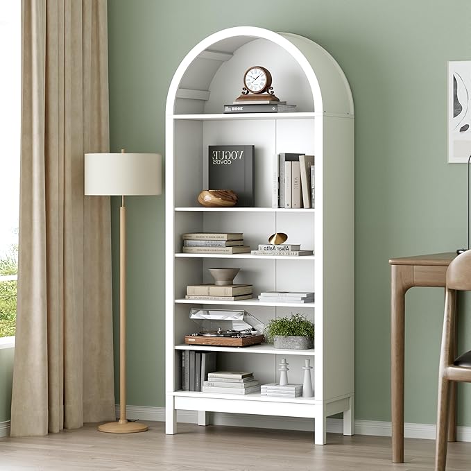 70" Tall Arched Shoe Cabinet, 7-Tier Shoe Rack with 3 Adjustable Shelves, Large Freestanding Shoe Organizer for Entryway, Closet, Hallway, Living Room (Arctic White)