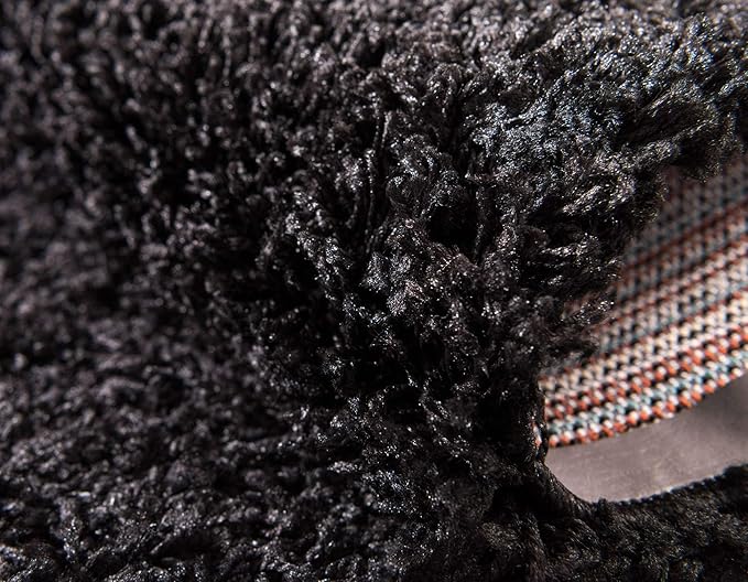 Unique Loom Solid Shag Collection Area Rug (7' 10" x 10' Rectangle, Jet Black)