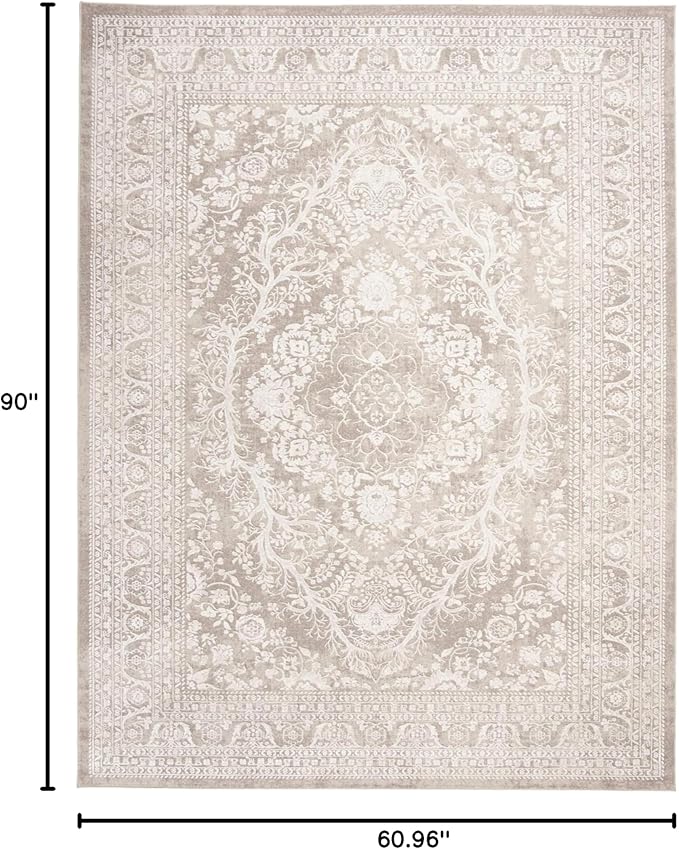 SAFAVIEH Reflection Collection Area Rug - 5'1" x 7'6", Beige & Cream, Boho Tribal Distressed Design, Non-Shedding & Easy Care, Ideal for High Traffic Areas in Living Room, Bedroom (RFT668A)