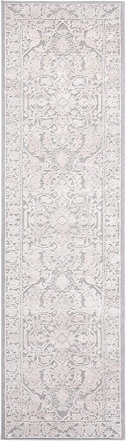 SAFAVIEH Reflection Collection Runner Rug - 2'3" x 10', Light Grey & Cream, Non-Shedding & Easy Cleaning, Ideal for Living Room, Bedroom (RFT665C)