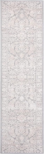 SAFAVIEH Reflection Collection Runner Rug - 2'3" x 12', Light Grey & Cream, Non-Shedding & Easy Cleaning, Ideal for Living Room, Bedroom (RFT665C)