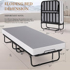 Folding Bed with Memory Foam Mattress, Portable Rollaway Guest Beds on Wheels, 75"x31" Twin Size Space-Saving Cot-Size Bed for Adults with Easy Assembly Metal Frame (Grey)