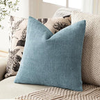 Foindtower Pack of 2 Textured Chenille Throw Decorative Pillow Covers Square Accent Solid Cushion Cover Neutral Farmhouse Pillow Case for Couch Sofa Bedroom Living Room 22x22 Inch,Light Blue