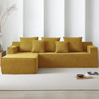Boneless Cloud Sectional Couch, Modular Sectional Sofa with L-Shaped Lounge Chair, Soft Cloud Couch Memory Foam Sofa for Living Room, No Assembly Required (Orange, Velvet)