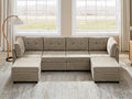 VANOMi 4 Seat Modular Cloud Sofa with 2 Ottomans, 118" Sectional Sofas & Couches for Living Room, Comfy Chenille Cloud Sectional Couch Sofas for Living Room, Apartment, Office, Camel, U Shaped