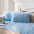 Neelvin Blue Faux Fur Cozy Fluffy Double-Sided Decorative Throw Pillow Covers 12x20 inch Set of 2,Velvet Pillowcase Cushion Case for Sofa Couch