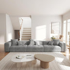 JACH 144 Inch Modular Sofa, Mid Century Modern Extra Deep Corner Seat Couch, 3-Seater Sofas for Living Room, Sectional Couches, Cozy Sofa for Apartment, Living Room (Linen Fabric, Grey)