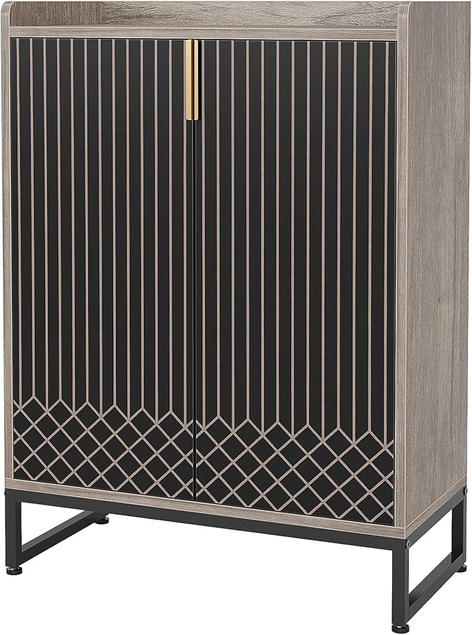 Tribesigns Shoe Cabinet with Doors, Grey 5 Tiers Shoe Storage Cabinet for Entryway, 25 Pairs Wooden Shoe Rack Cabinet, Modern Shoe Organizer Storage for Living Room, Bedroom, Hallway, Closet