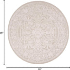 SAFAVIEH Area Rug 8' Round - Reflection Collection - Large - Cream & Ivory, Non-Shedding & Easy Cleaning, Ideal for Living Room, Bedroom (RFT665D)