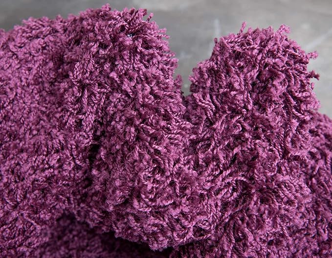 Unique Loom Solid Shag Collection Area Rug (6' 1" x 9' Rectangle, Eggplant Purple)