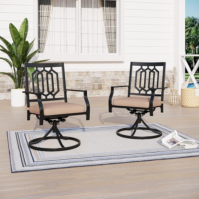 Sophia & William Outdoor Metal Swivel Chairs Set of 2 Patio Dining Rocker Chair with Cushion Furniture Set for Garden Backyard Bistro, 300 lbs