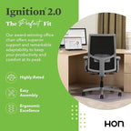 HON Ignition 2.0 Mid Back Task Chair, Spectrum Mesh, Standard Synchro-Tilt Control, Office Chair with Lumbar Support, Height and Width Adjustable Arms, Titanium Frame, Onyx